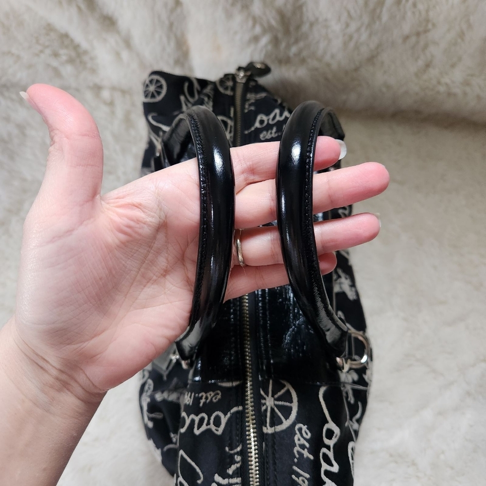 2010 Coach Ashley Horse & Carriage Satchel Black Sateen & Patent Leather - Picture 8 of 13